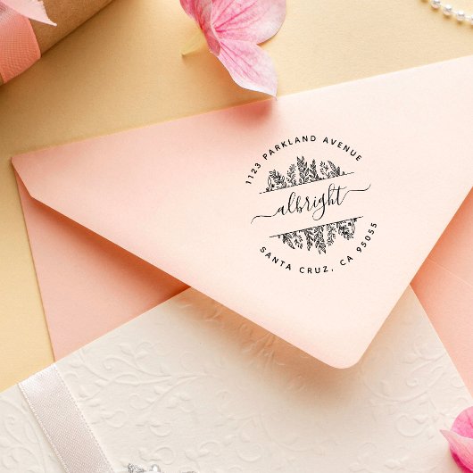 Chic Whimsy met de hand getekende Leaves Round Ret Rubberstempel