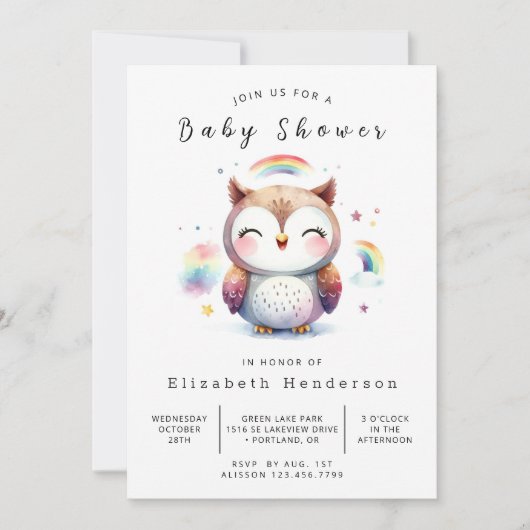 Chic Whimsy Owl Baby shower Kaart (Voorkant)