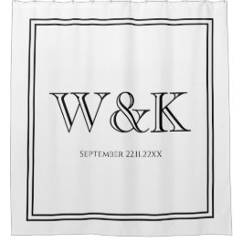 Chic white & black monogram wedding keepsake  douchegordijn