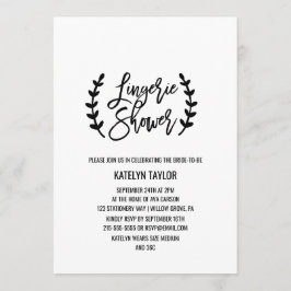 Chic White Black Olive Branches Lingerie Shower Kaart