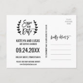 Chic White Black Olive Branches slaan onze datum o Aankondigingskaart (Achterkant)