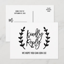 Chic White Black Olive Branches Song Request RSVP Uitnodiging Briefkaart