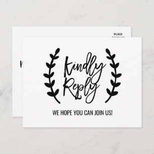 Chic White Black Olive Branches Song Request RSVP Uitnodiging Briefkaart
