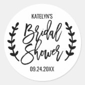 Chic White Black Olive Branches Vrijgezellenfeest Ronde Sticker (Voorkant)