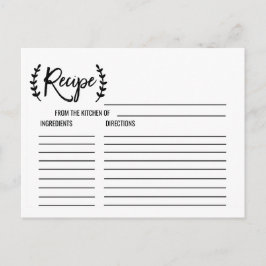 Chic White Black Vrijgezellenfeest Recipe Kaarten