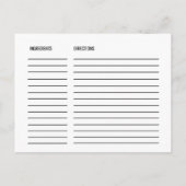 Chic White Black Vrijgezellenfeest Recipe Kaarten (Achterkant)