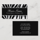 Chic White & Black Zebra Stripes Visitekaartjes (Voorkant / Achterkant)