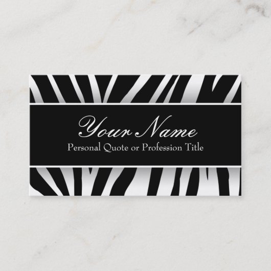 Chic White & Black Zebra Stripes Visitekaartjes (Voorkant)