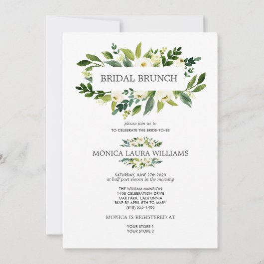 Chic White Bloom | Bridal Brunch Wedding Kaart (Voorkant)