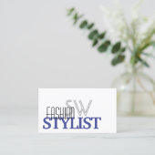 Chic White Blue en Black Simple met Monogram Visitekaartje (Staand voorkant)