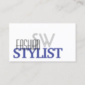 Chic White Blue en Black Simple met Monogram Visitekaartje (Voorkant)