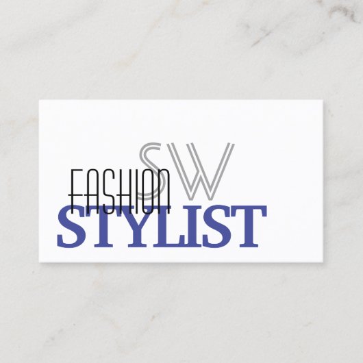 Chic White Blue en Black Simple met Monogram Visitekaartje (Voorkant)