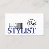 Chic White Blue en Black Simple Stylish met Logo Visitekaartje (Voorkant)