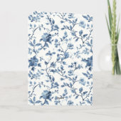 Chic White Blue Floral Birthday Kaart (Achterkant)