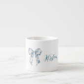 Chic White Blue Floral Bow Espresso Kop (Voorkant)