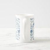 Chic White Blue Floral Bow Porselein Kop (Achterkant)