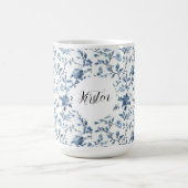 Chic White Blue Floral Koffiemok (Center)