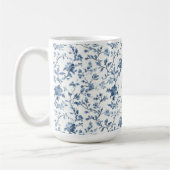 Chic White Blue Floral   Koffiemok (Links)