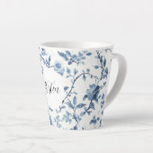 Chic White Blue Floral   Latte Mok (Rechterhoek)