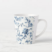 Chic White Blue Floral   Latte Mok (Rechts)