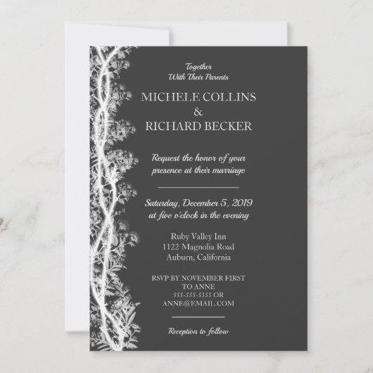 Chic White Botanical Border Wedding Kaart (Voorkant)