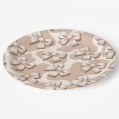 Chic White Bow & Beige Koe Print Halloween – Papieren Bordje (Gekanteld)