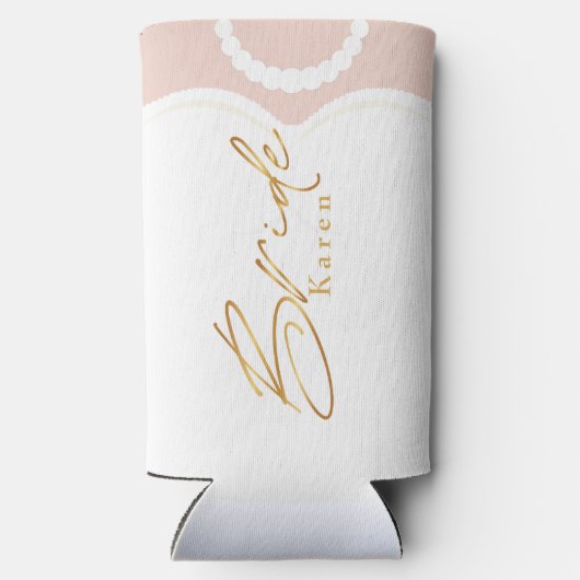 chic white bridal bridal party bachelorette seltzer blikjeskoeler (Achterkant)