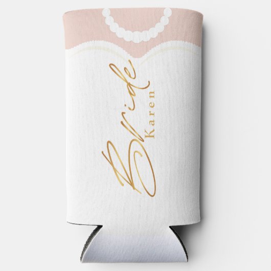 chic white bridal bridal party bachelorette seltzer blikjeskoeler (Voorkant)