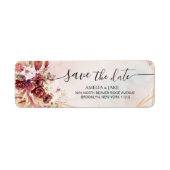 Chic White & Burgundy Floral Return Address Label (Voorkant)