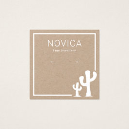 Chic White Cactus on Kraft Earring Display Kaart