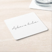 Chic White Calligraphy Creative Square Coaster Kartonnen Onderzetters (Schuin)