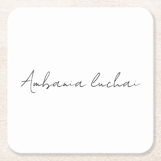 Chic White Calligraphy Creative Square Coaster Kartonnen Onderzetters (Voorkant)