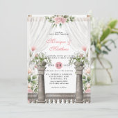 Chic White Canopy Pink Florals Wedding Kaart (Staand voorkant)