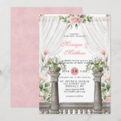 Chic White Canopy Pink Florals Wedding Kaart (Voorkant / Achterkant)