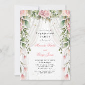 Chic White Canopy roze Floral Engagement Party Kaart (Voorkant)