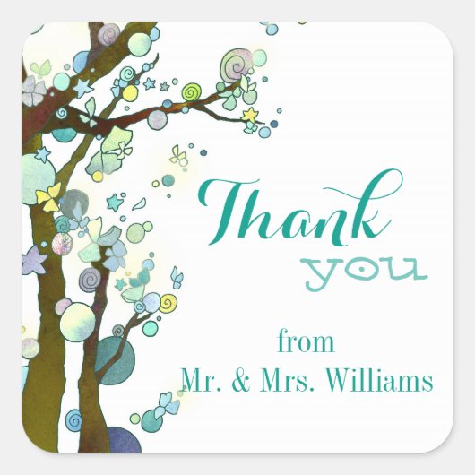 Chic White Country Weddenschap Bedankt Vierkante Sticker (Voorkant)
