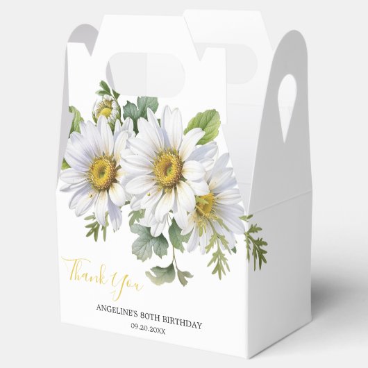 Chic White Daisy Bloemengroen Verjaardag Bedankdoosjes (Geopend)