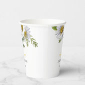 Chic White Daisy Bloemengroen Verjaardag Papieren Bekers (Rechts)