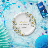 Chic White Daisy Bloemengroen Verjaardag Papieren Bordje (Feest)