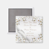 Chic White Dove Paisley Lace Save the Date Magneet (Voorkant / Achterkant)