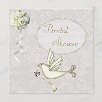 Chic White Dove Paisley Lace Vrijgezellenfeest Kaart