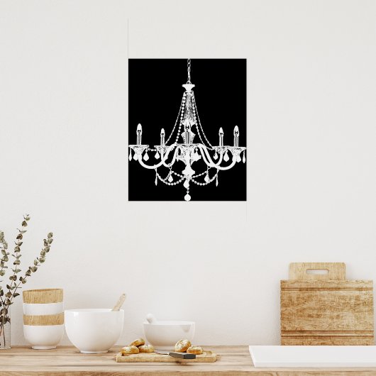 Chic White en Black Chandelier Poster (Keuken)