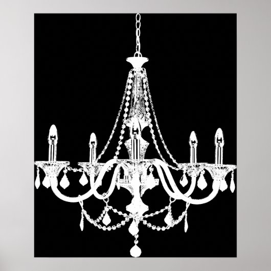 Chic White en Black Chandelier Poster (Voorkant)