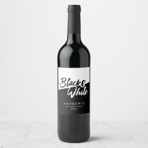 Chic White en Black Theme Party Wijn Etiket