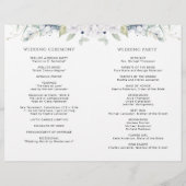 Chic White en Blue Floral Folded Wedding Programme (Achterkant)