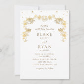 Chic White en Gold Enchanting Celestial Wedding Kaart (Voorkant)
