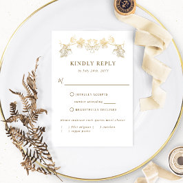 Chic White en Gold Gilded Leaves, RSVP met maaltij