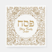 Chic White en Gold Glitter Custom Passover Servet (Voorkant)