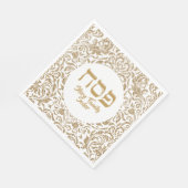 Chic White en Gold Glitter Custom Passover Servet (Hoek)