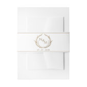 Chic White en Gold Monogram Crest Wedding Uitnodigingen Wikkel (Voorkant Voorbeeld)
